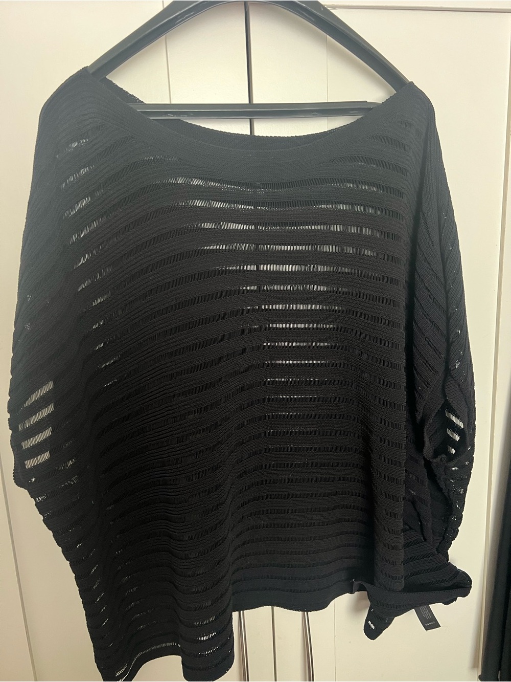 Eileen Fisher Black Open Weave Layering Top Lg fits XL - Picture 1 of 4